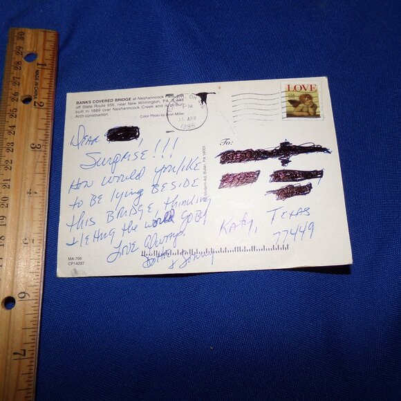 Vintage Pennsylvania Covered Bridge Postcard- Banks Covered Bridge - Posted 1996 - Picture 4 of 4